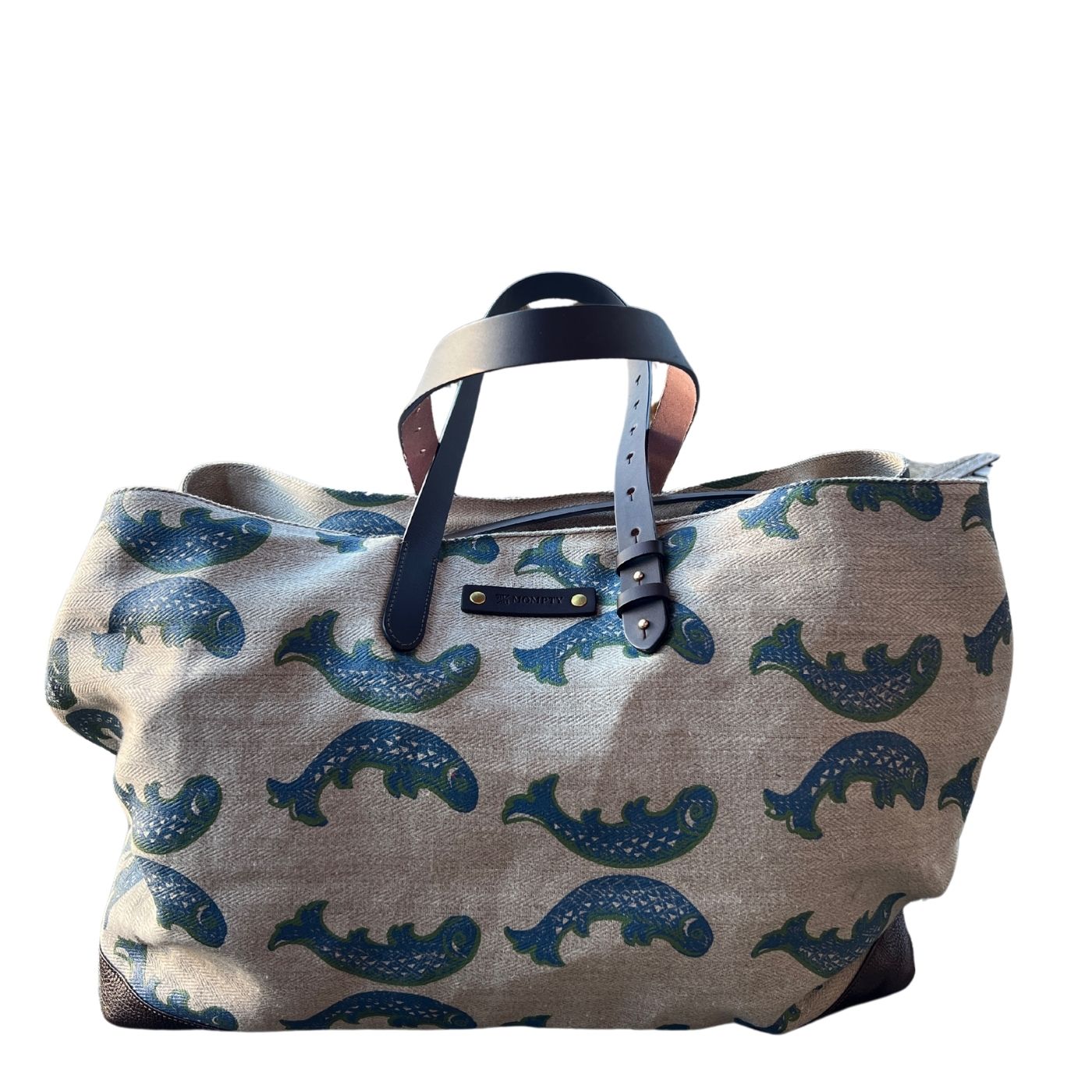 "Italie" XXL Tasche aus handbedrucktem Rucksackleinen