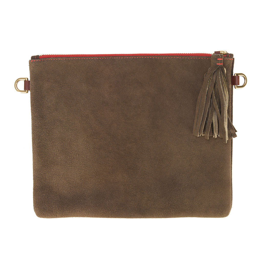 Clutch "Alma" mit bunt-gestreiftem Tragegurt