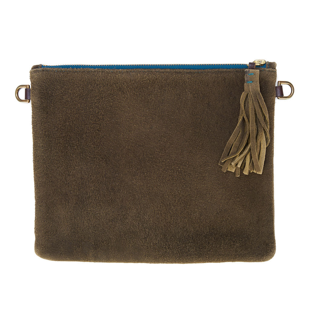 Clutch "Alma" mit bunt-gestreiftem Tragegurt