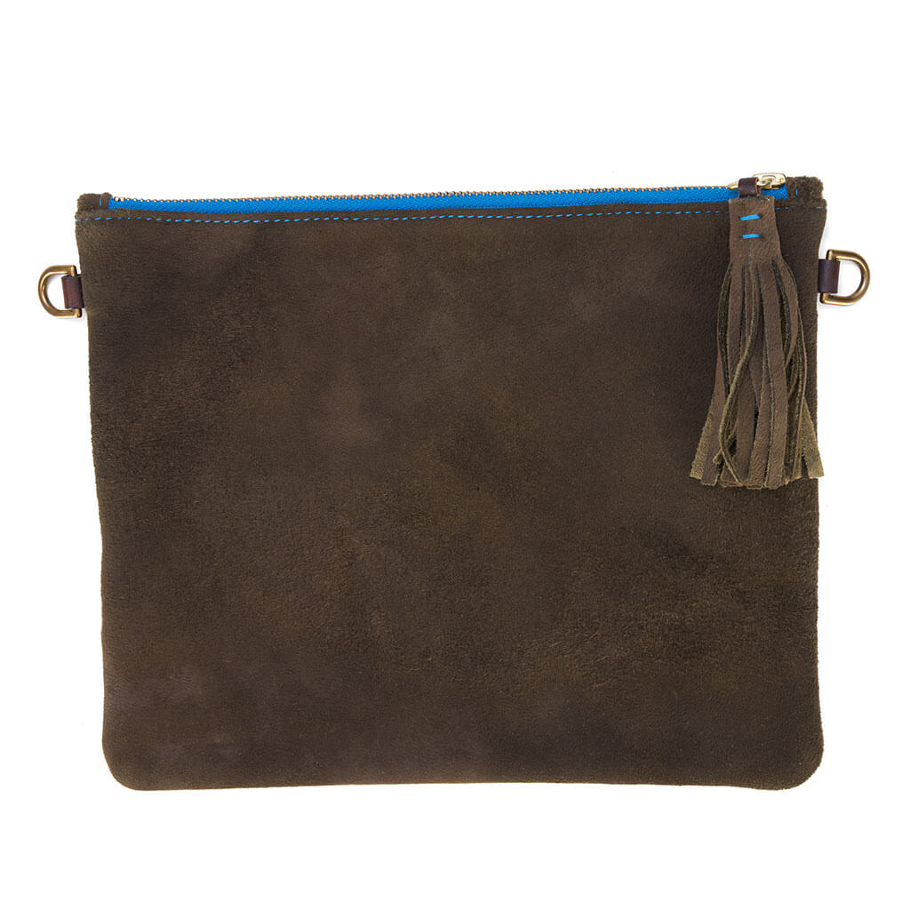 Clutch "Alma" mit bunt-gestreiftem Tragegurt