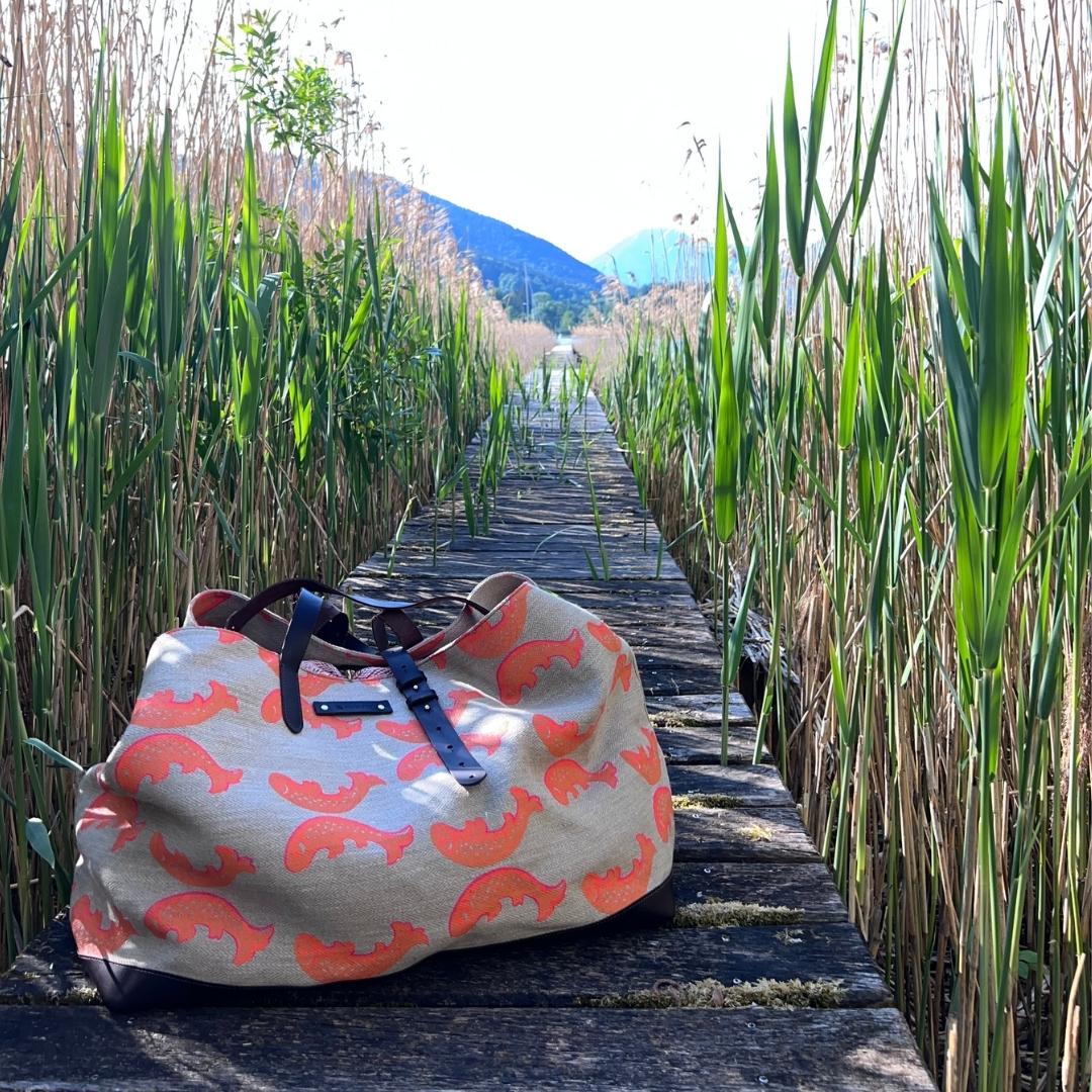 XXL Rucksackleinen-Tasche "Italie"  mit Handdruck - Limeted Edition 2026