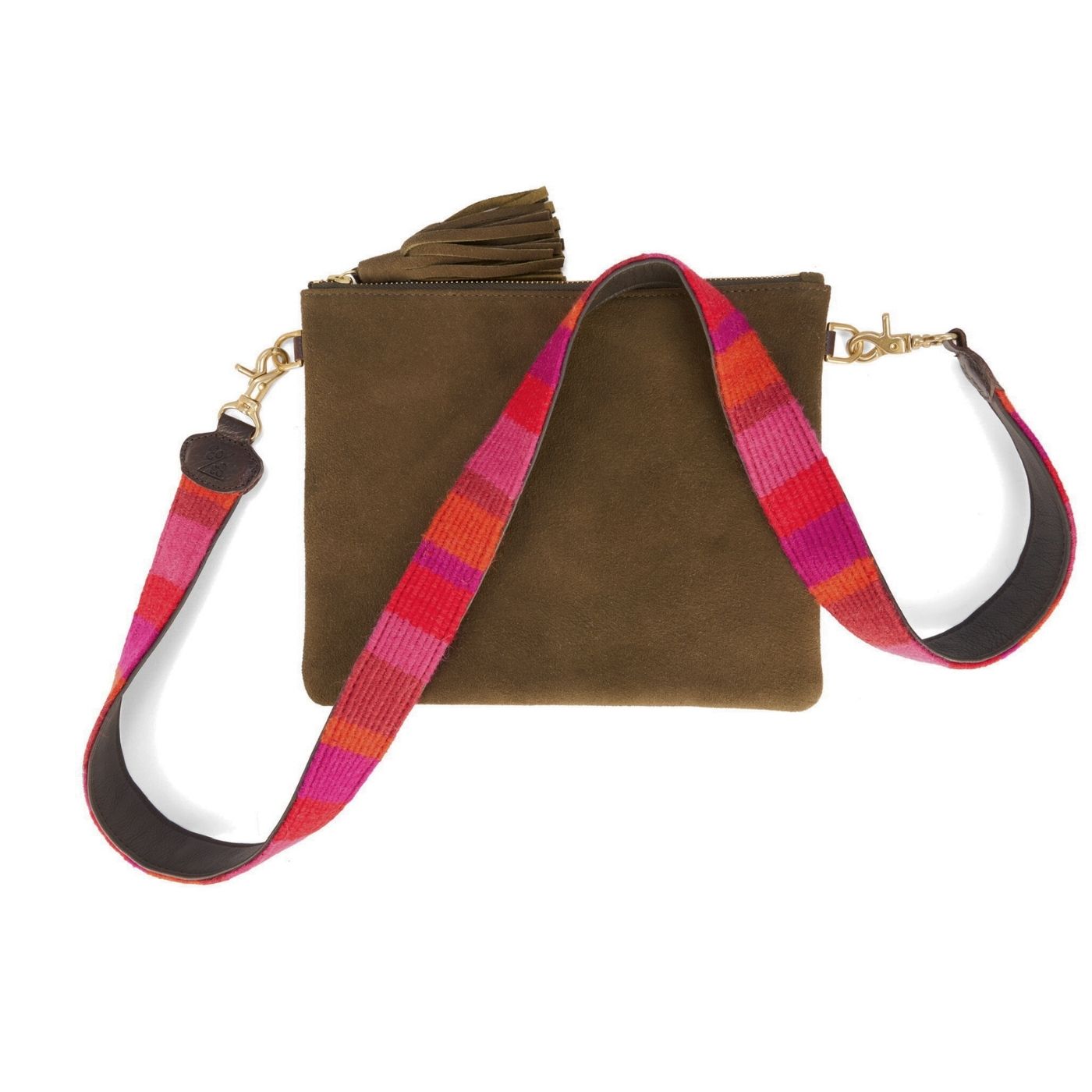 "Alma" Hirschleder Clutch im SET mit handgewebtem Gurtband